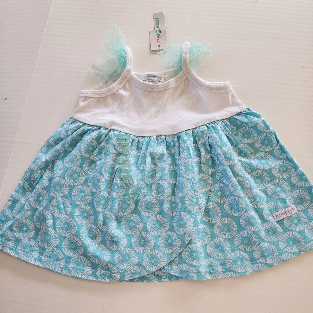 Naartjie outfit New top 18-24 and denim shorts 2 T Blue white tulle ruffle